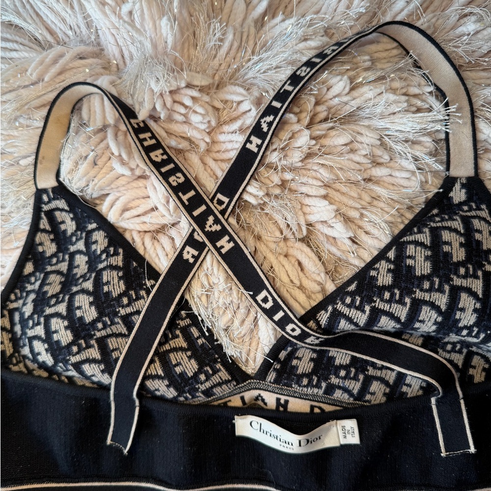 Dior Navy and Cream Patterned Bralette